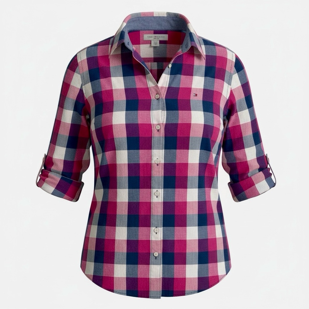 Tommy Hilfiger Women's Checkered Button-Down Shirt - Pink, Blue, White